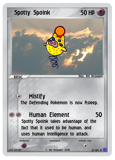 Description: A fan-made Pokemon card, with a sky backdrop photo taken with a 